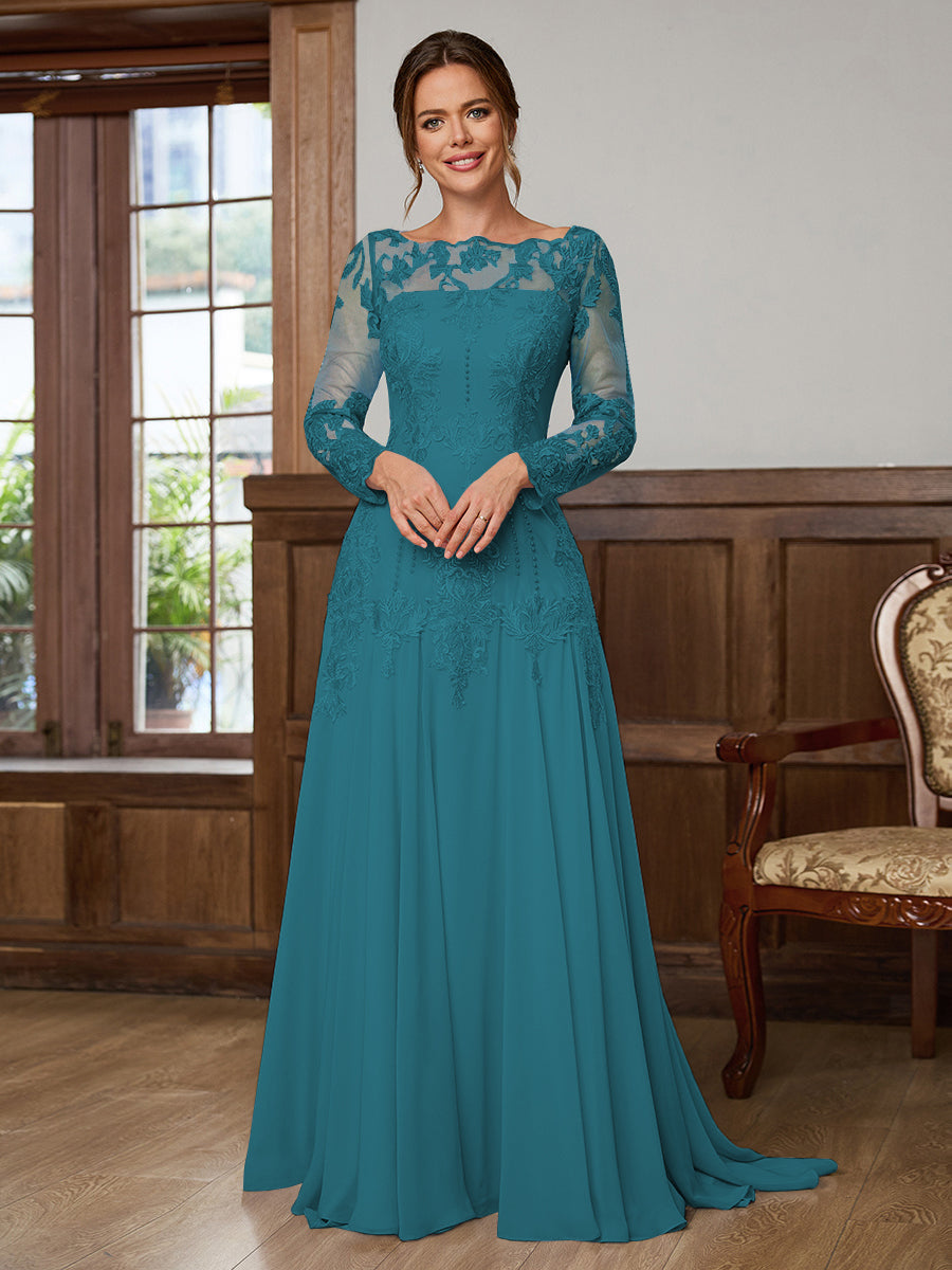Dorothea Elise Navy Blue side view mother of the bride dress