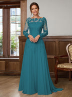 Dorothea Elise Navy Blue side view mother of the bride dress