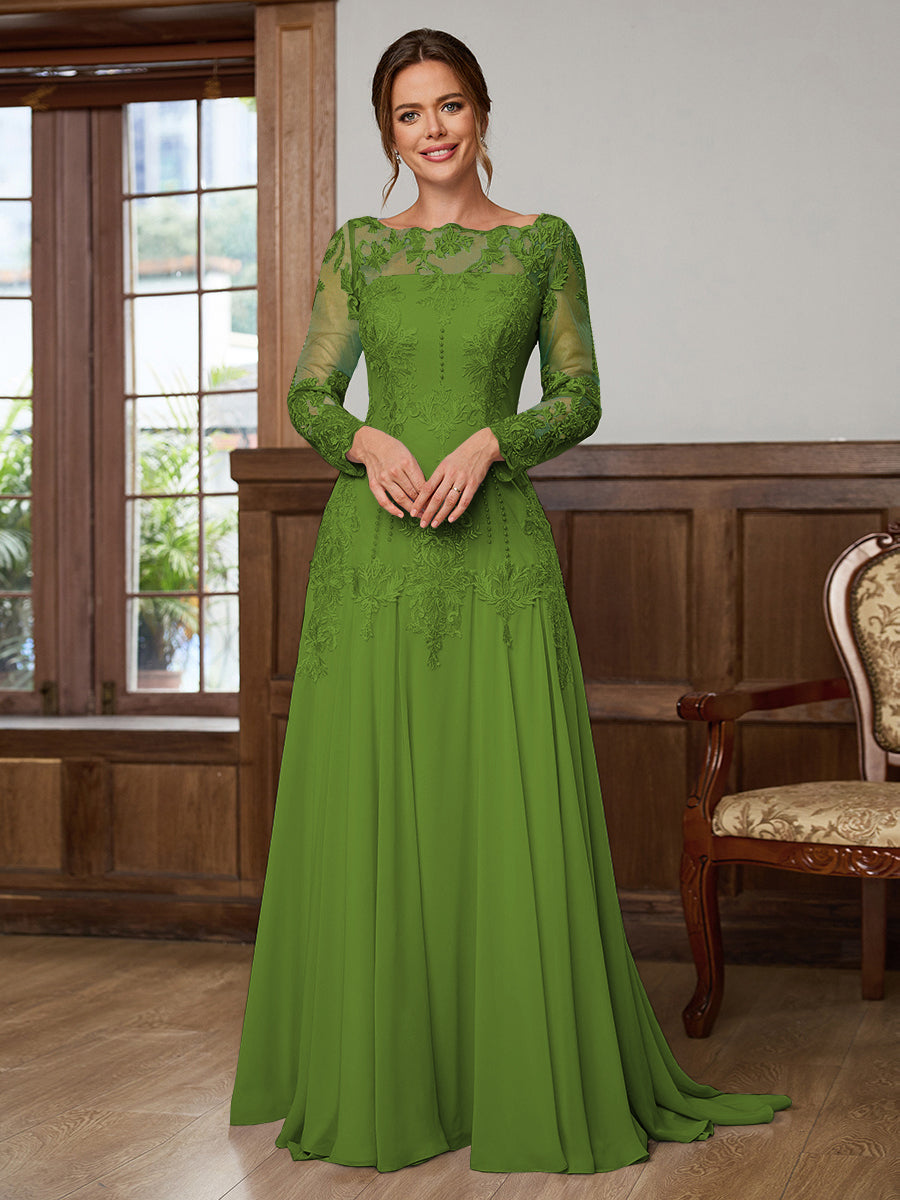 Dorothea Elise Olive Green front view mother of the bride dress