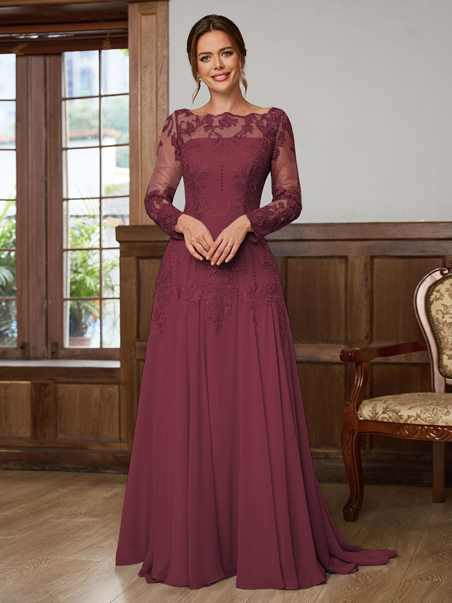 Dorothea Elise Plum front view mother of the bride dress