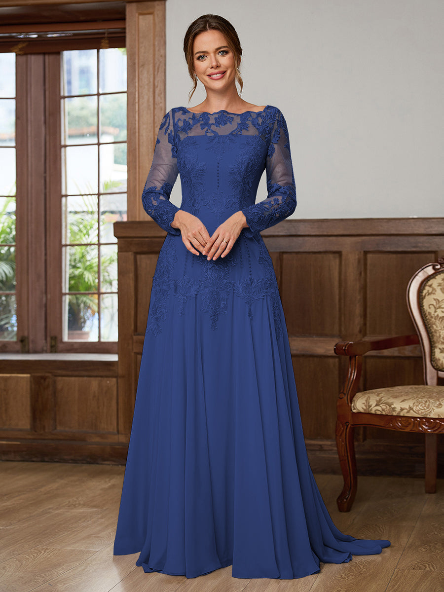 Dorothea Elise Navy Blue back view mother of the bride dress