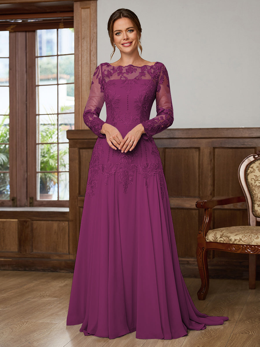 Dorothea Elise Orchid front view mother of the bride dress