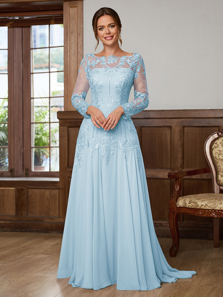 Dorothea Elise Pool Blue front view mother of the bride dress
