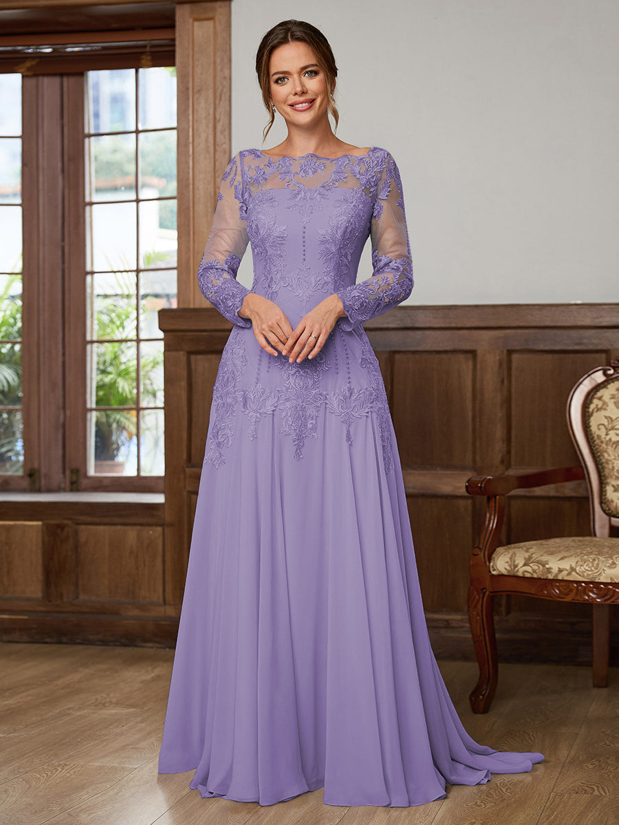 Dorothea Elise Orchid back view mother of the bride dress