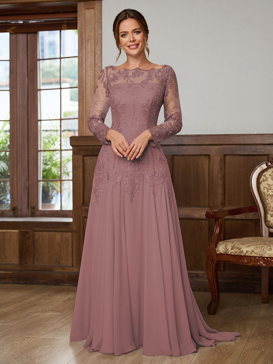Dorothea Elise Mauve front view mother of the bride dress