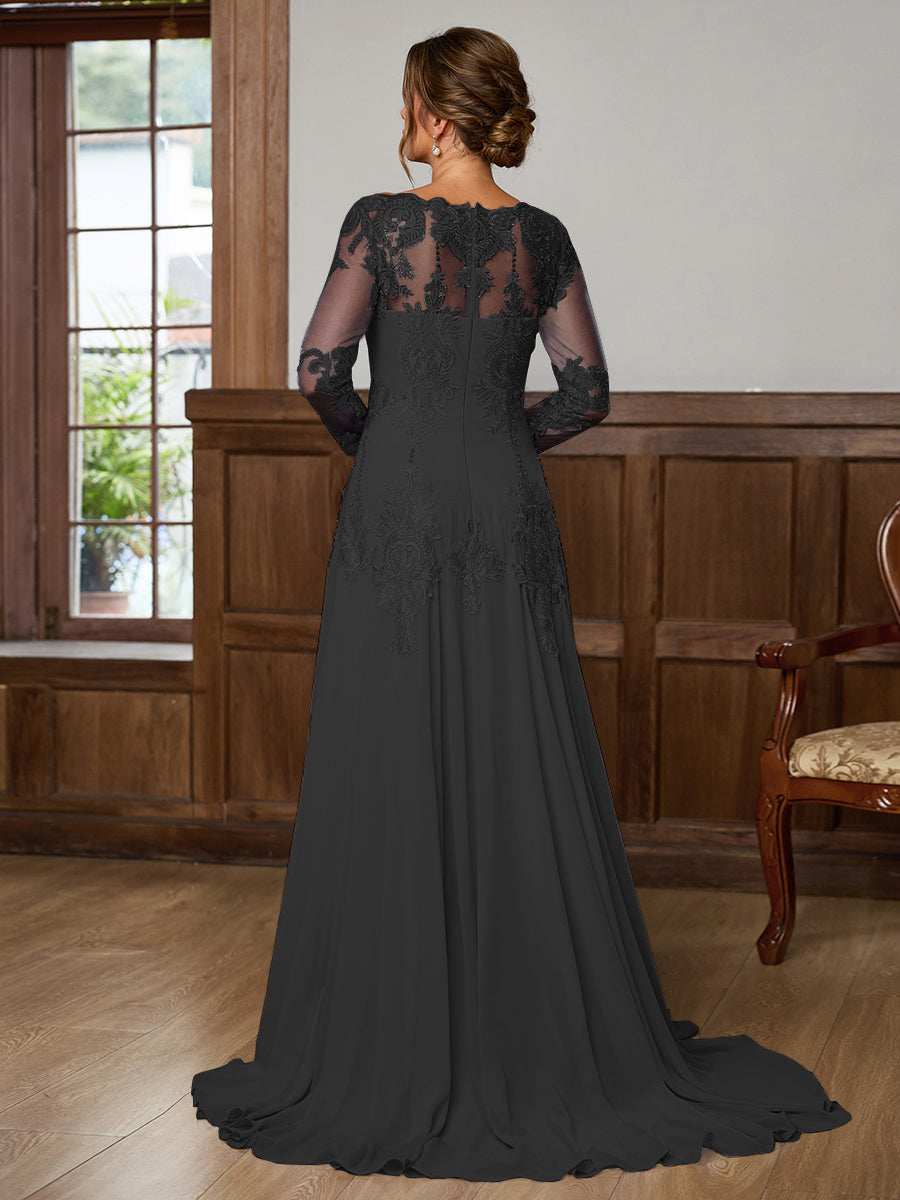 Dorothea Elise Black back view mother of the bride dress