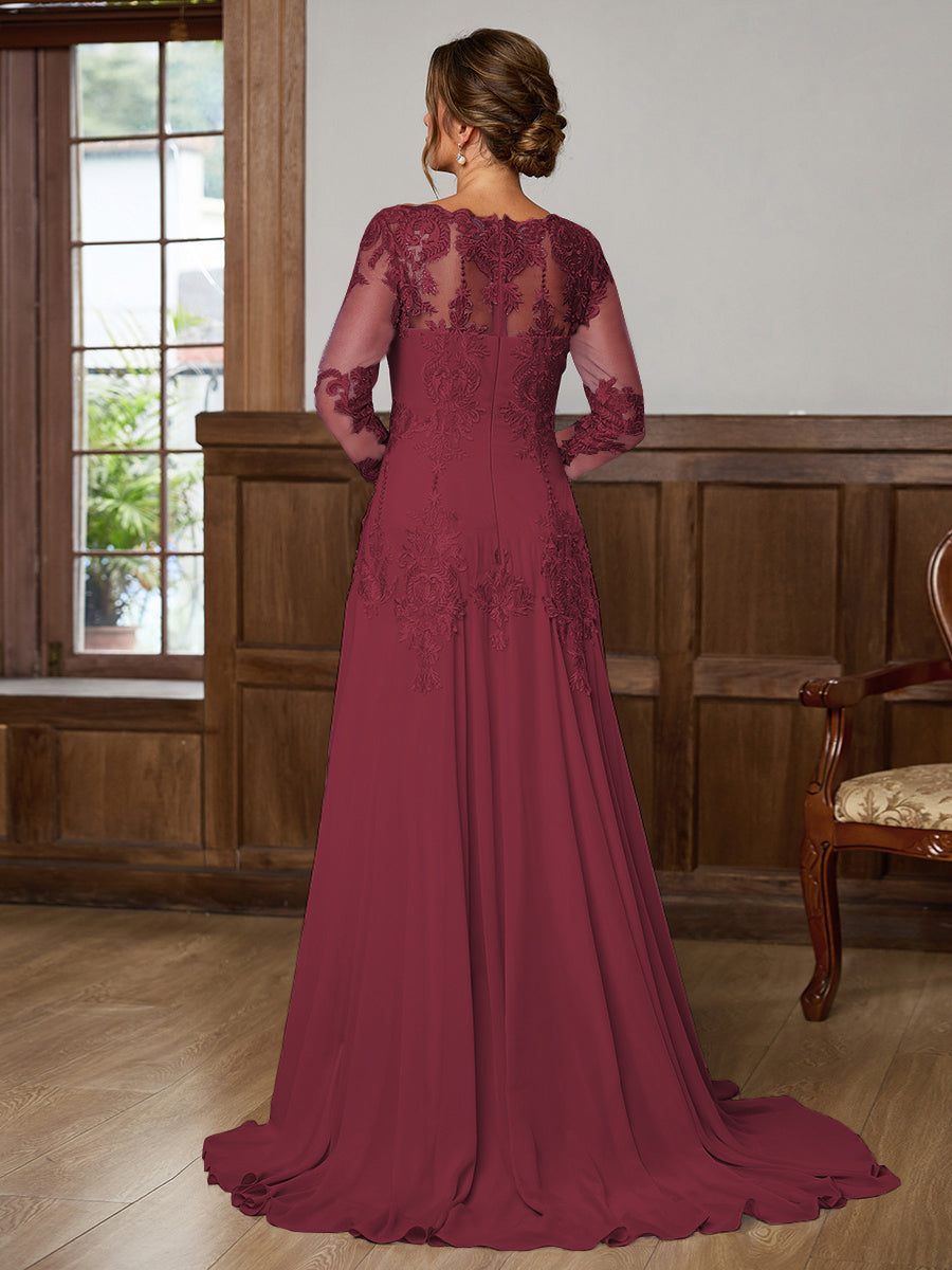 Dorothea Elise Burgundy back view mother of the bride dress