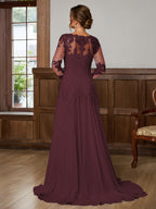 Dorothea Elise Cabernet back view mother of the bride dress