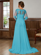 Dorothea Elise Turquoise back view mother of the bride dress