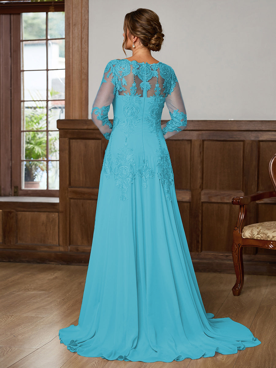 Dorothea Elise Turquoise back view mother of the bride dress