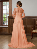 Dorothea Elise Coral side view mother of the bride dress