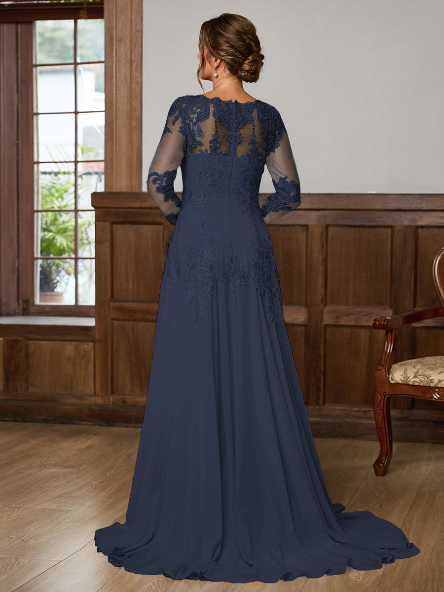 Dorothea Elise Navy Blue bodice detail mother of the bride dress