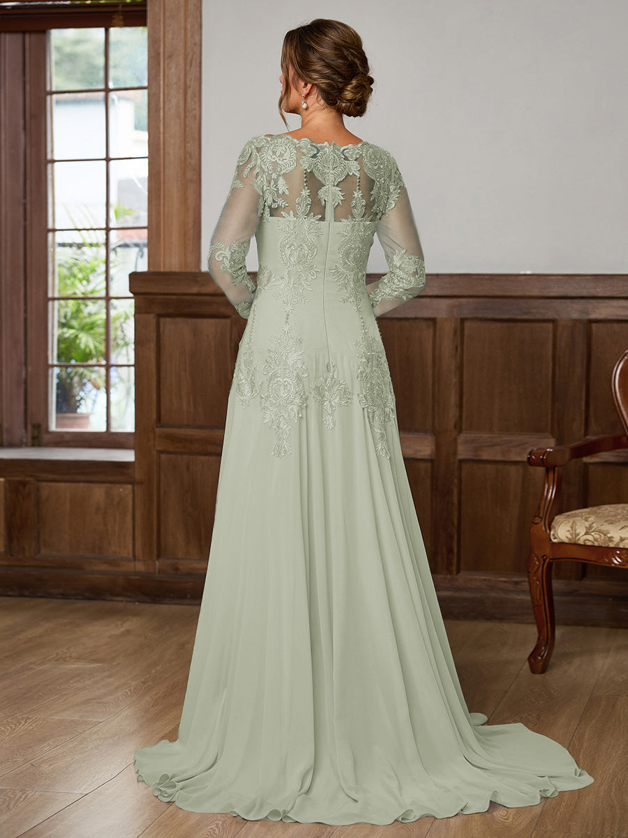 Dorothea Elise Grey back view mother of the bride dress