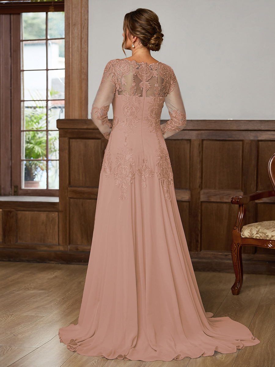 Dorothea Elise Dusty Rose back view mother of the bride dress