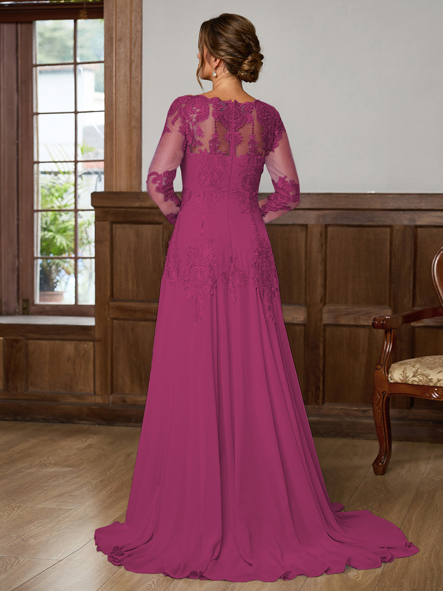 Dorothea Elise Fuchsia back view mother of the bride dress