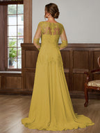 Dorothea Elise Gold side view mother of the bride dress