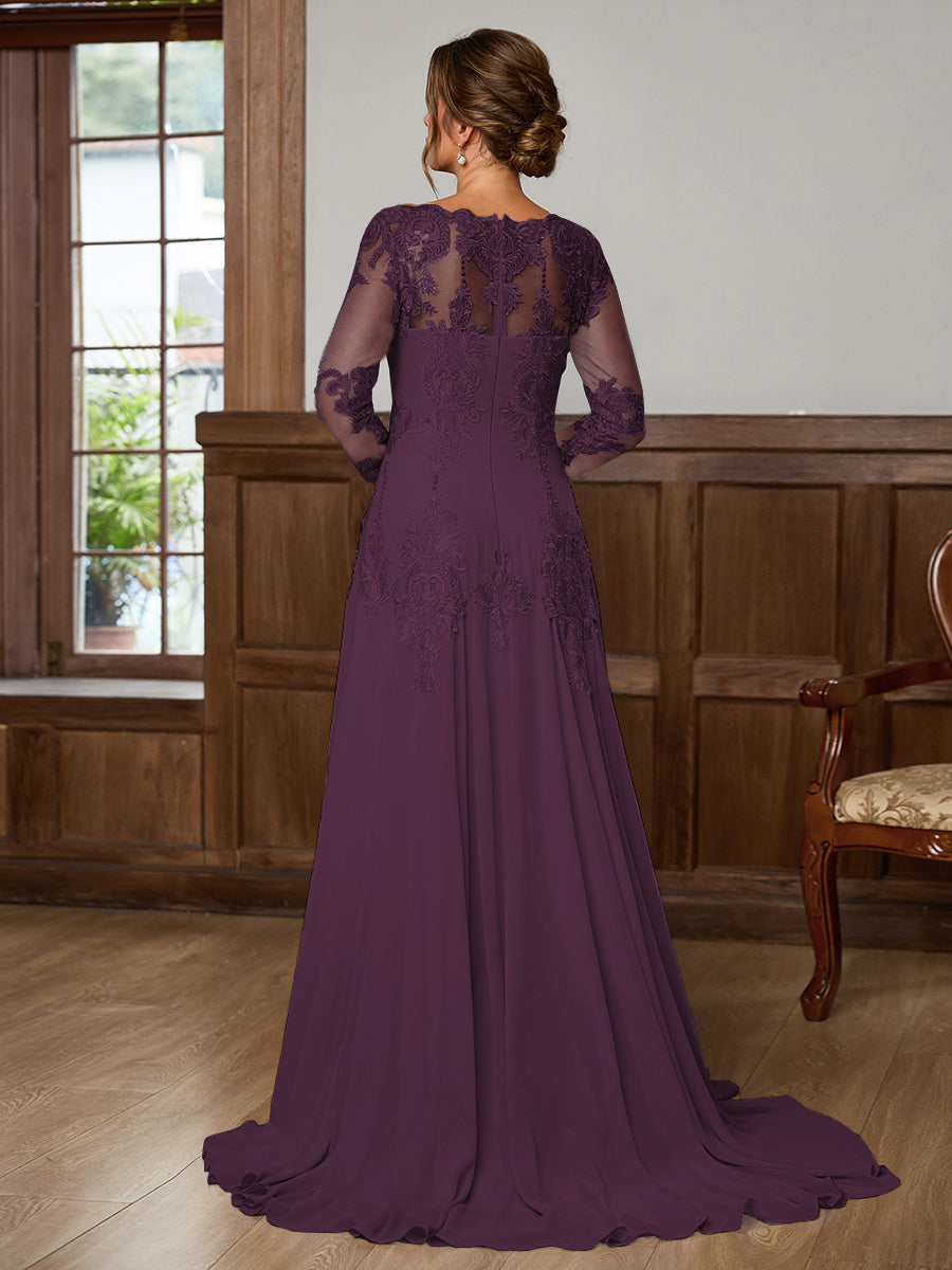Dorothea Elise Grape back view mother of the bride dress