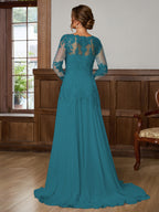 Dorothea Elise Navy Blue fabric detail mother of the bride dress