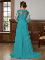 Dorothea Elise Jade back view mother of the bride dress