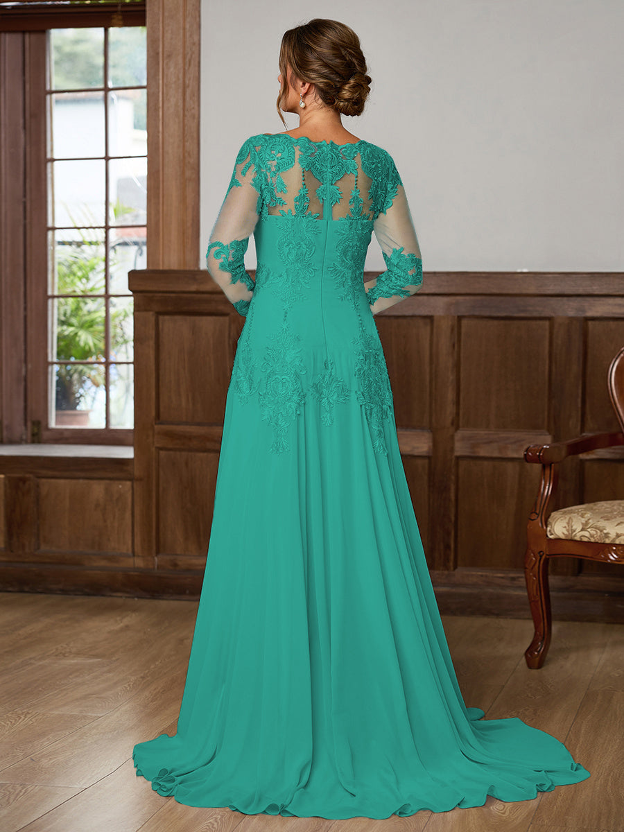 Dorothea Elise Forest Green back view mother of the bride dress