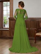 Dorothea Elise Olive Green back view mother of the bride dress
