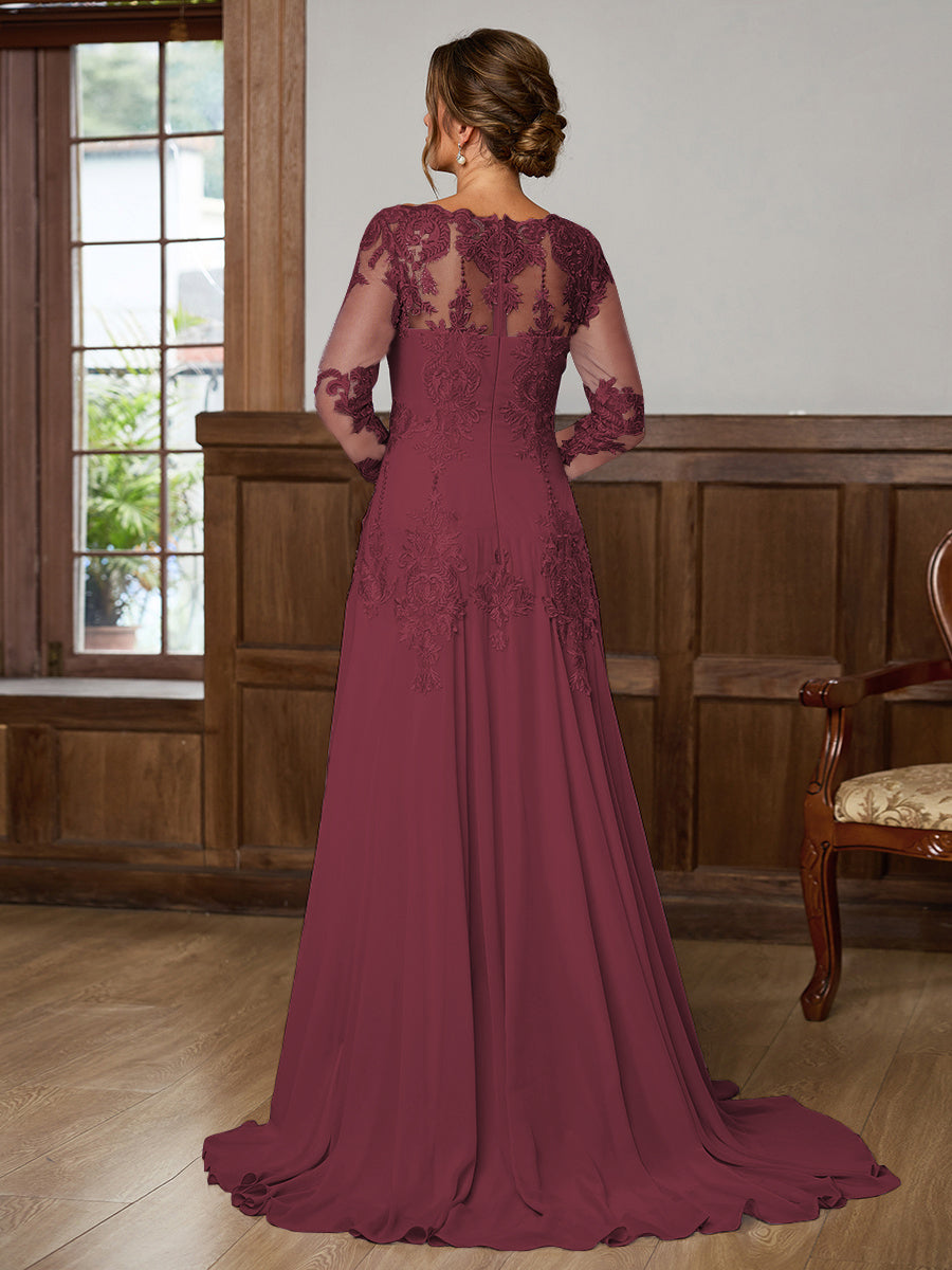Dorothea Elise Plum side view mother of the bride dress