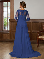 Dorothea Elise Navy Blue hem detail mother of the bride dress