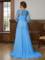 Dorothea Elise Ocean Blue back view mother of the bride dress