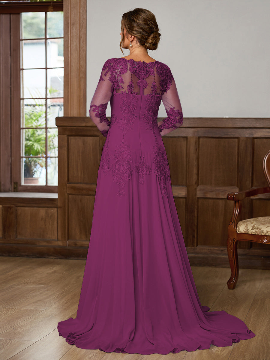 Dorothea Elise Orchid side view mother of the bride dress