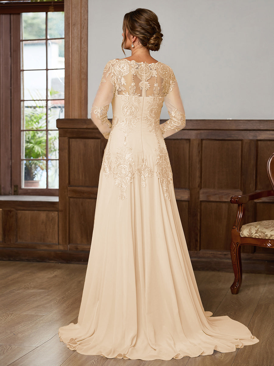 Dorothea Elise Peach bodice detail mother of the bride dress