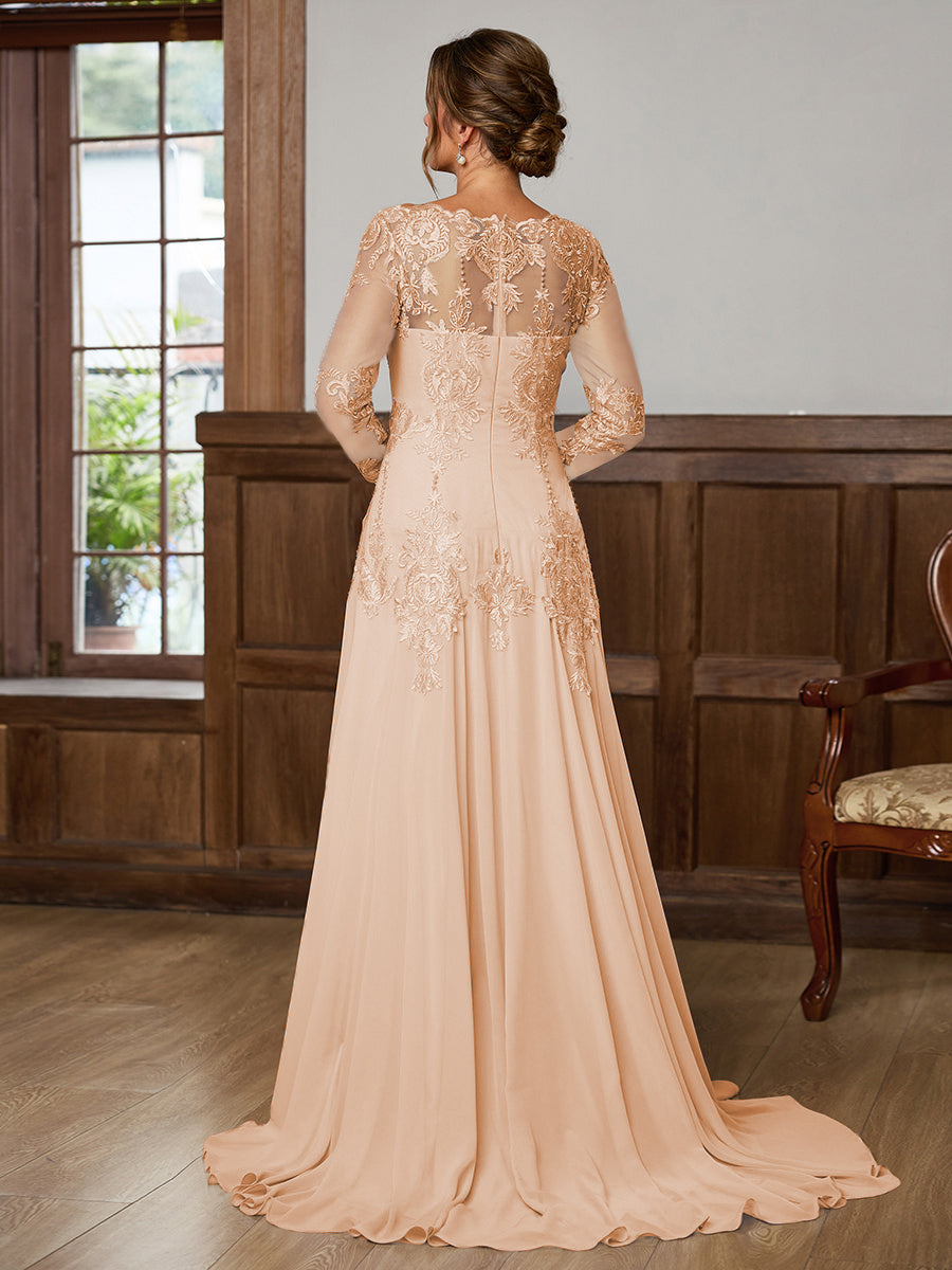 Dorothea Elise Pearl Pink back view mother of the bride dress