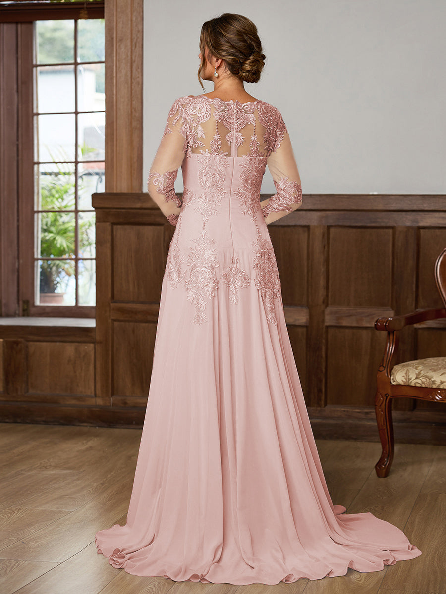 Dorothea Elise Rose Pink back view mother of the bride dress