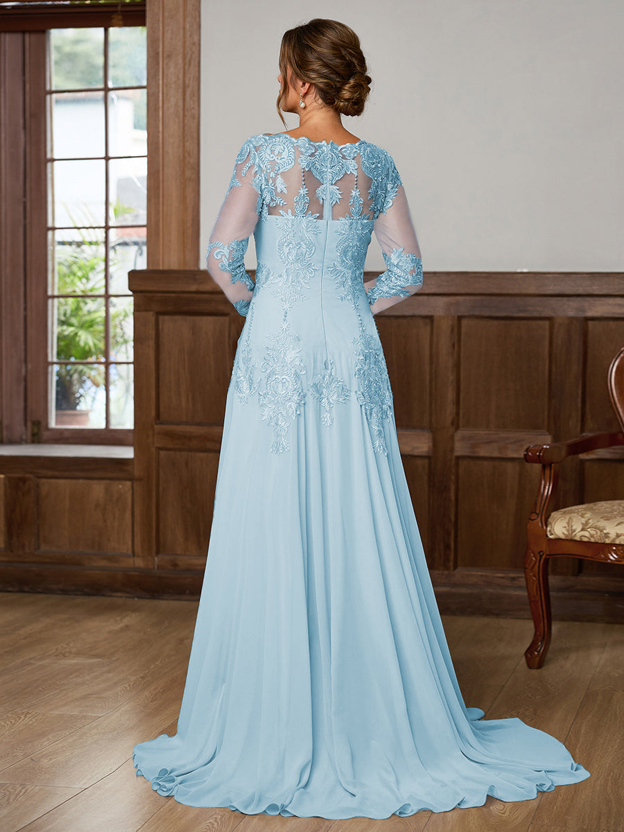 Dorothea Elise Pool Blue side view mother of the bride dress