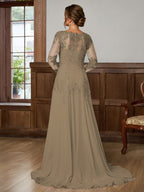 Dorothea Elise Taupe back view mother of the bride dress