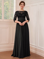 Rebecca Grace Black front view mother of the bride dress