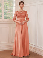 Rebecca Grace Coral back view mother of the bride dress