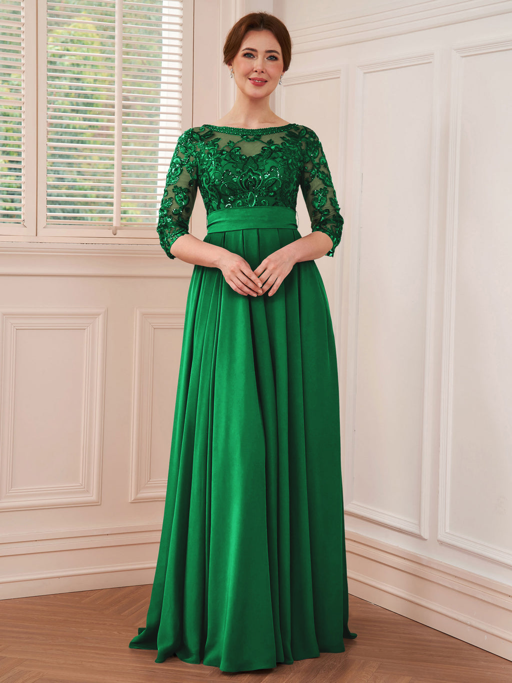 Rebecca Grace Emerald front view mother of the bride dress