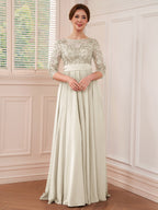 Rebecca Grace Silver back view mother of the bride dress