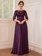 Rebecca Grace Grape front view mother of the bride dress
