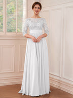 Rebecca Grace White front view mother of the bride dress