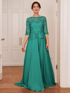 Olivia Mae Forest Green front view mother of the bride dress