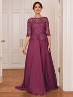Olivia Mae Orchid front view mother of the bride dress