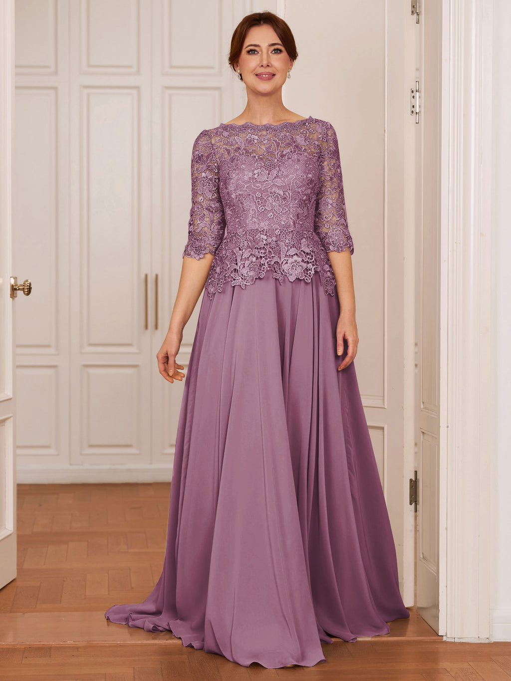 Olivia Mae Wisteria front view mother of the bride dress
