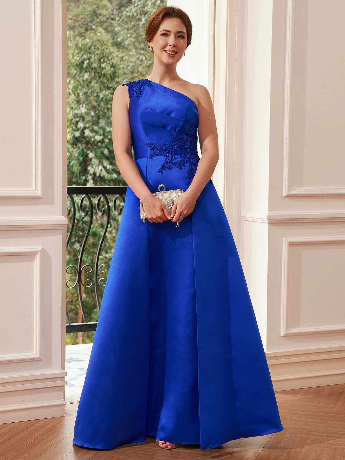 Ruth Grace Royal Blue front view mother of the bride dress