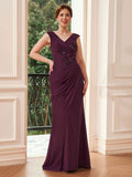 Katherine Elise Grape front view mother of the bride dress