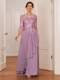 Victoria Claire Steel Blue front view mother of the bride dress