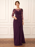 Mabel Elise Plum front view mother of the bride dress