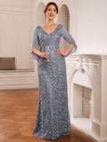 Catherine Rose Dusty Blue front view mother of the bride dress