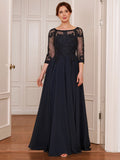Hannah Marie Navy Blue front view mother of the bride dress