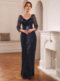 Zelda Mae Navy Blue front view mother of the bride dress